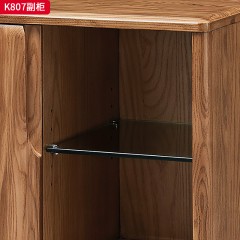 千匠一品 北欧风格 进口白蜡木+金属脚套+钢化玻璃 时尚大气副柜K807-L