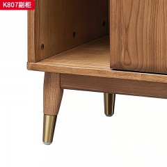 千匠一品 北欧风格 进口白蜡木+金属脚套+钢化玻璃 时尚大气副柜K807-L