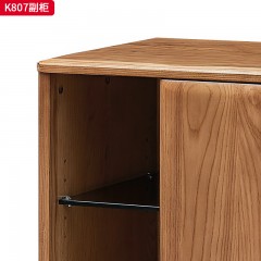 千匠一品 北欧风格 进口白蜡木+金属脚套+钢化玻璃 时尚大气副柜K807-L