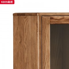 千匠一品 北欧风格 进口白蜡木+金属脚套+钢化玻璃 时尚大气高柜K809-L