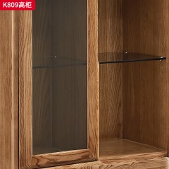 千匠一品 北欧风格 进口白蜡木+金属脚套+钢化玻璃 时尚大气高柜K809-L