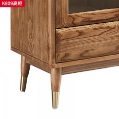 千匠一品 北欧风格 进口白蜡木+金属脚套+钢化玻璃 时尚大气高柜K809-L