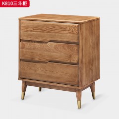 千匠一品 北欧风格 进口白蜡木+金属脚套 时尚大气三斗柜K810-J