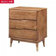 千匠一品 北欧风格 进口白蜡木+金属脚套 时尚大气三斗柜K810-J