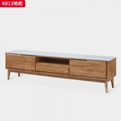 千匠一品 北欧风格 进口白蜡木+金属脚套+岩板台面 时尚大气地柜K813-J