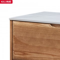 千匠一品 北欧风格 进口白蜡木+金属脚套+岩板台面 时尚大气地柜K813-J