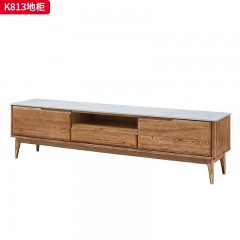 千匠一品 北欧风格 进口白蜡木+金属脚套+岩板台面 时尚大气地柜K813-J