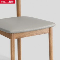 千匠一品 北欧风格 北美白蜡木+皮艺面料+高密度海绵 时尚大气餐椅P811-1-J