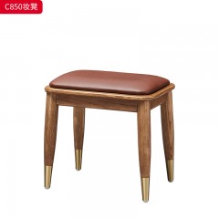 千匠一品 北欧风格 北美白蜡木实木+优质皮艺面料+高密度海绵+五金脚套 时尚简约妆台C801 妆凳C850-J