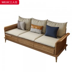 千匠一品 北欧风格 FAS级北美白蜡木+优质布艺面料+环保木器漆 时尚大气沙发W816-J