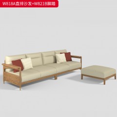千匠一品 北欧风格 皮艺面料+北美进口白蜡木+高密度海绵 时尚大气沙发W818-J