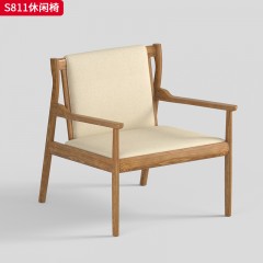 千匠一品 北欧风格 北美白蜡木+皮艺面料+高密度海绵 时尚大气休闲椅S811-L