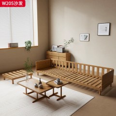 千匠一品 北欧风格 进口白蜡木+生态皮面料+高密度海绵 时尚大气沙发W205-L