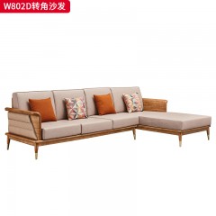 千匠一品 北欧风格 进口白蜡木+科技布+高密度海绵+金属脚套 时尚大气转角沙发W802D-L
