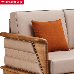 千匠一品 北欧风格 进口白蜡木+科技布+高密度海绵+金属脚套 时尚大气转角沙发W802D-L