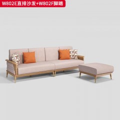 千匠一品 北欧风格 进口白蜡木+科技布+高密度海绵+金属脚套 时尚大气转角沙发W802D-L