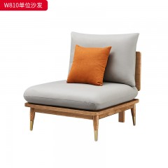 千匠一品 北欧风格 进口白蜡木+科技布+高密度海绵+金属脚套 时尚大气沙发W810-L