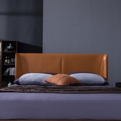 【精品】千匠一品意式极简纳帕仿皮+白蜡木+实木脚床M2202-C