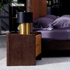 【精品】千匠一品意式极简白蜡木床头柜M2301-C