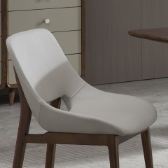 千匠一品 意式极简白蜡木+超纤皮餐椅M7206-C