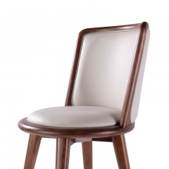 【精品】千匠一品意式极简白蜡木＋皮书房椅M5601-C