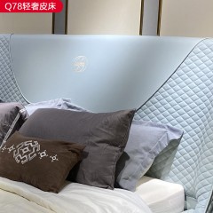 △【精品】千匠一品 轻奢现代风格优质接触面真皮+非接触面仿皮+钛金脚+海棉+实木板+10分钢木排骨架+5CM五金脚1.5m/1.8m床-Q78-X