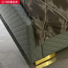 △【精品】千匠一品 轻奢现代风格优质接触面真皮+非接触面仿皮+钛金脚+海棉+实木板+10分钢木排骨架+5CM五金脚1.5m/1.8m床-Q78-X