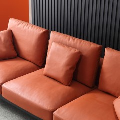 千匠一品意式轻奢真皮/仿真皮碳素钢脚+羽绒抱枕沙发SF-005-C