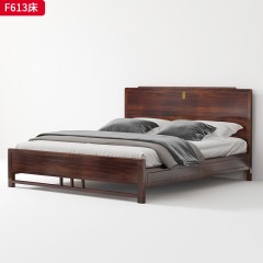 【精品】千匠一品轻奢新中式风格简约床实用双人床乌金木实木床双人床-F613-S