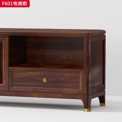 【精品】千匠一品轻奢新中式风格优雅电视柜地柜带储物空间电视柜乌金木实木2M地柜电视柜-F601-S