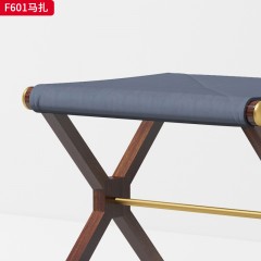 【精品】千匠一品轻奢新中式风格仿真皮乌金木实木马扎-F601-S