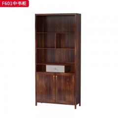 【精品】千匠一品轻奢新中式风格乌金木实木实用好看书柜实木书柜中书柜-F601-S