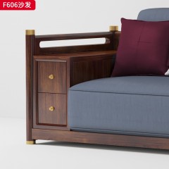 【精品】千匠一品轻奢新中式风格皮沙发组合高档沙发带有储物沙发组合乌金木实木仿真皮沙发-F606-S