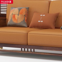 【精品】千匠一品轻奢新中式风格带抽屉储物沙发皮质沙发实用大气沙发乌金木实木仿真皮组合沙发-F618-S