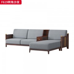 【精品】千匠一品轻奢新中式风格带储物转角沙发实用转角沙发乌金木实木棉麻布转角沙发-F619-S