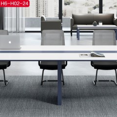 千匠一品简约风格绅士蓝+珍珠白2.4M会议桌H6-H02-24-C