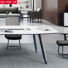 千匠一品简约风格绅士蓝+珍珠白2.4M会议桌H6-H02-24-C