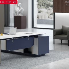 千匠一品简约风格绅士蓝+珍珠白2M办公桌H6-T02-20-C
