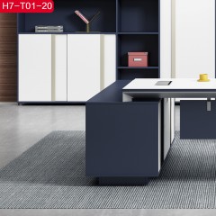 千匠一品简约风格绅士蓝+珍珠白2M办公桌H7-T01-20-C