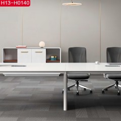 千匠一品简约风格进口暖白+白蜡木4M会议桌H13-H0140-C