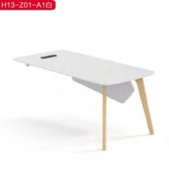 千匠一品简约风格进口暖白+白蜡木3.1M白办公桌组合H13-Z01-1-C