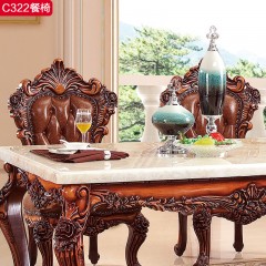 千匠一品欧式家具橡木框架+头层真皮+实木多层板餐椅C322-B