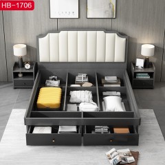△千匠一品 北欧优质超纤皮+高密度海绵+颗粒板1.5 1.8m高箱床HB-1706-H