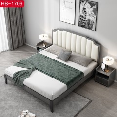 △千匠一品 北欧优质超纤皮+高密度海绵+颗粒板+松木排骨架1.5 1.8m床HB-1706-H