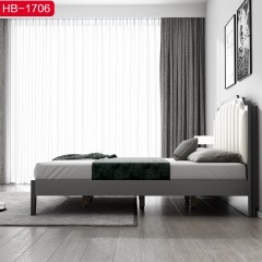 △千匠一品 北欧优质超纤皮+高密度海绵+颗粒板+松木排骨架1.5 1.8m床HB-1706-H