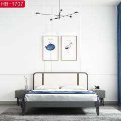 △千匠一品 北欧优质超纤皮+高密度海绵+松木排骨架+实木拼接板颗粒板1.5 1.8m床（拼色款靠枕）HB-1707-H