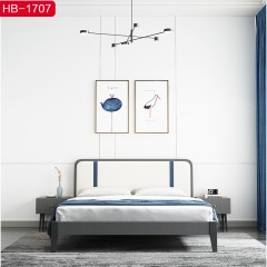 △千匠一品 北欧优质超纤皮+高密度海绵+松木排骨架+实木拼接板颗粒板1.5 1.8m床（拼色款靠枕）HB-1707-H