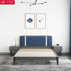 △千匠一品 北欧优质超纤皮+高密度海绵+松木排骨架+实木拼接板颗粒板1.5 1.8m床（拼色款靠枕）HB-1707-H