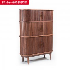 【精品】千匠一品 新中式风格 北美顶级黑胡桃实木 高档大气博古架 茶缘博古架-X