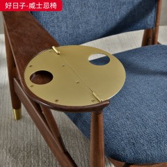 【精品】千匠一品 新中式风格 北美顶级黑胡桃实木+高档布艺+高密度海绵 高档大气威士忌椅 好日子-威士忌椅-X